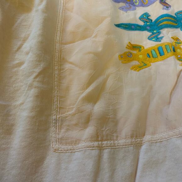 Vtg Johnny Was Tee Pink Womens One Size USA Embroidered Lizards Single Stitch - Picture 6 of 7